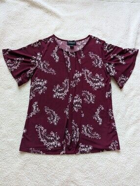 LIKE NEW Liz Claiborne Short Sleeve Paisley Blouse Top